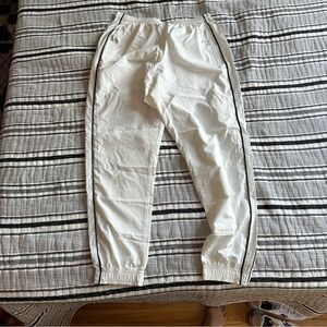 White Track Pants with Side Stripe